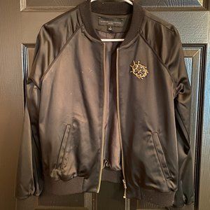 Black Bomber Jacket with Embroidery